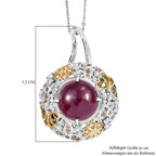 GP Italienischer Garten Kollektion - AA Afrikanischer Rubin (Fissure gefüllt), mehrfarbiger Diamanten Anhänger mit Kette ca. 45 cm, 925 Silber rhodiniert, 925 Silber Rhodiniert und 750 Gelbgold Vermeil ca. 9.71 ct