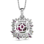 Blooming Petals - D'joy Wassermelonen Quarz Triplette, Natürlicher Rhodolith Granat Anhänger mit Kette ca. 50 cm, 925 Silber rhodiniert ca. 4.28 ct