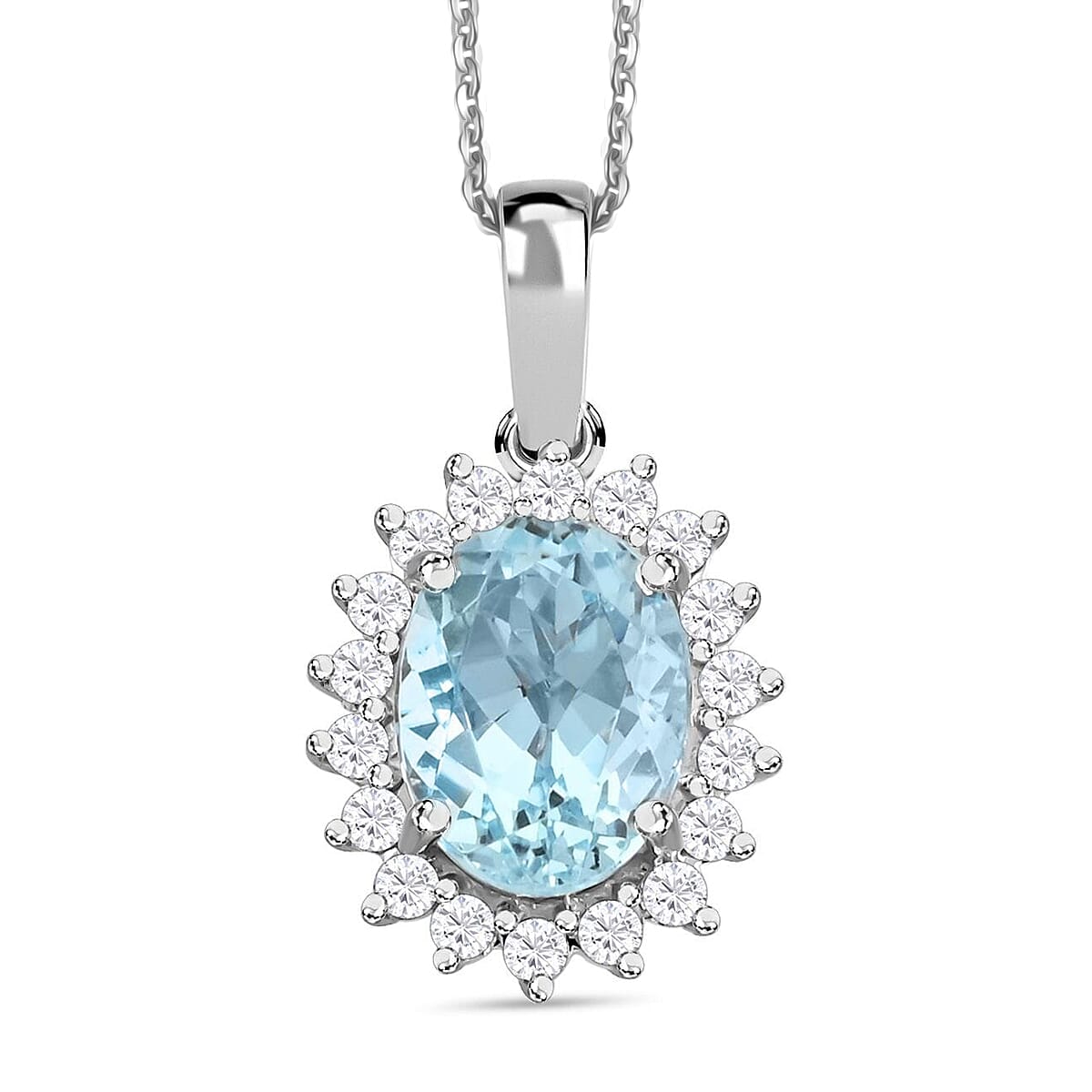 AAA Santamaria Aquamarin, Weißer Diamant Schmuckset, AGI zertifiziert und geprüft, 750 Weißgold ca. 1.40 ct