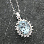 AAA Santamaria Aquamarin, Weißer Diamant Schmuckset, AGI zertifiziert und geprüft, 750 Weißgold ca. 1.40 ct