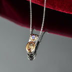 D Joy Natürlicher goldener Tansanit, Tansanit Anhänger mit Kette, 925 Silber rhodiniert, 925 Silber rhodiniert und 750 Gelbgold Vermeil ca. 0.92 ct