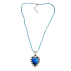 Djoy AAA Labradorit, Apatit Anhänger mit Kette, 925 Silber Bicolor rhodiniert ca. 76.99 ct