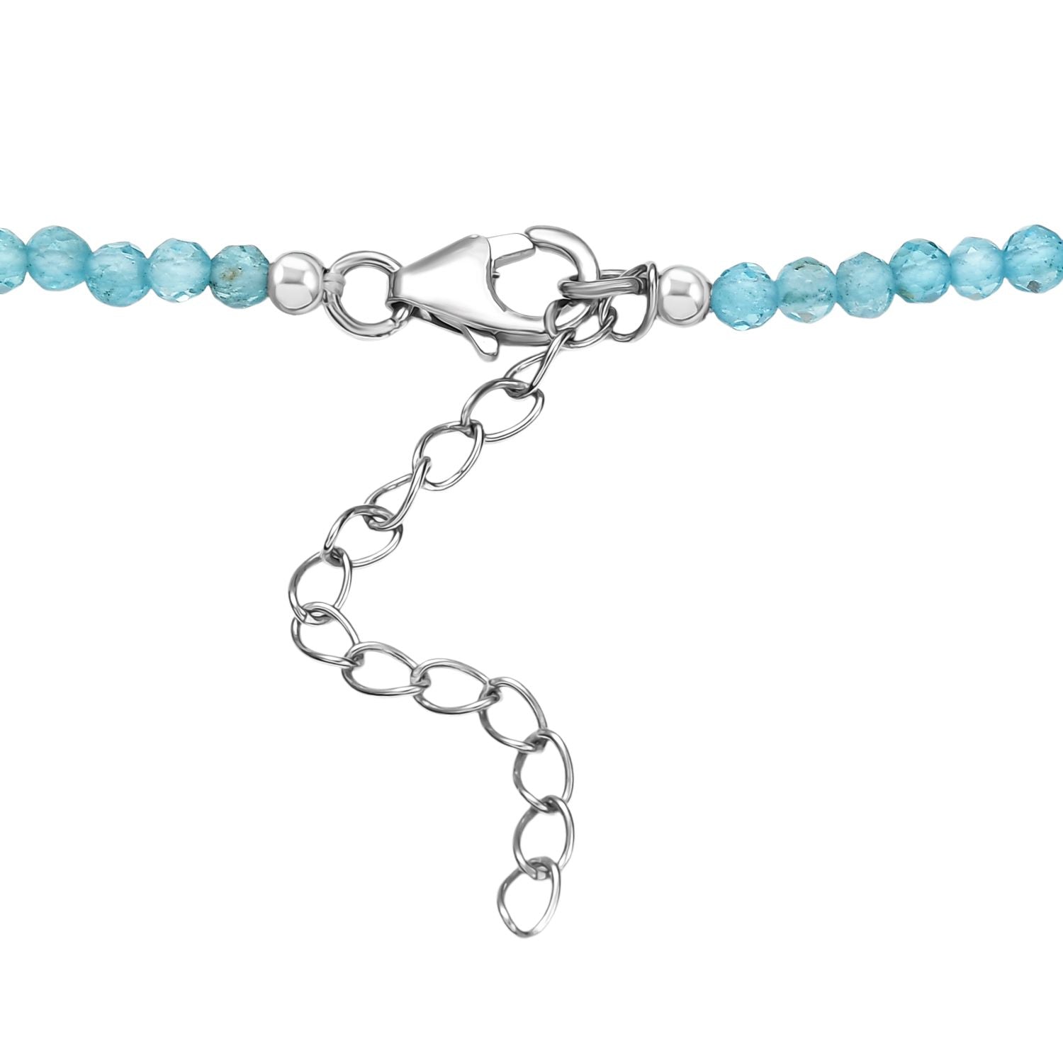 Djoy AAA Labradorit, Apatit Anhänger mit Kette, 925 Silber Bicolor rhodiniert ca. 76.99 ct