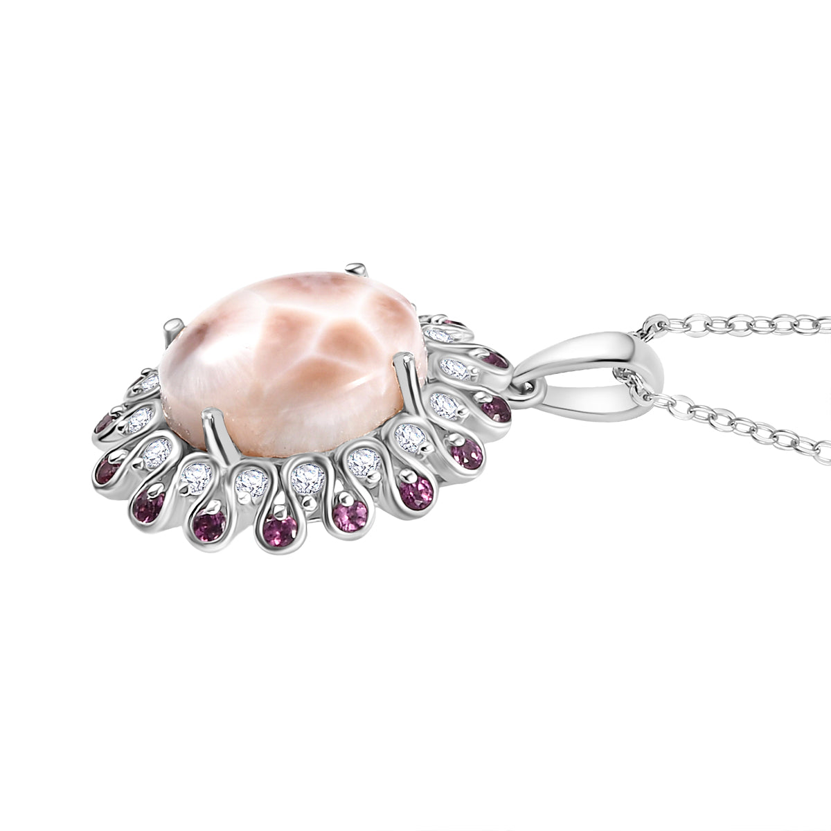 Djoy AA Natrolith, Weißer Zirkon Schmuckset 925 Silber rhodiniert ca. 6.26 ct