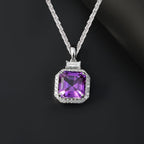 AAA Lab Grown Lila Saphir, Lab Grown Diamant AGI zertifiziert Schmuckset ca. 45 cm 417 Gold, 417 Gold Weißgold Vergoldet ca. 6.03 ct