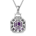 AAA Lab Grown Lila Saphir, Lab Grown Diamant AGI zertifiziert Schmuckset ca. 45 cm 417 Gold, 417 Gold Weißgold Vergoldet ca. 6.03 ct