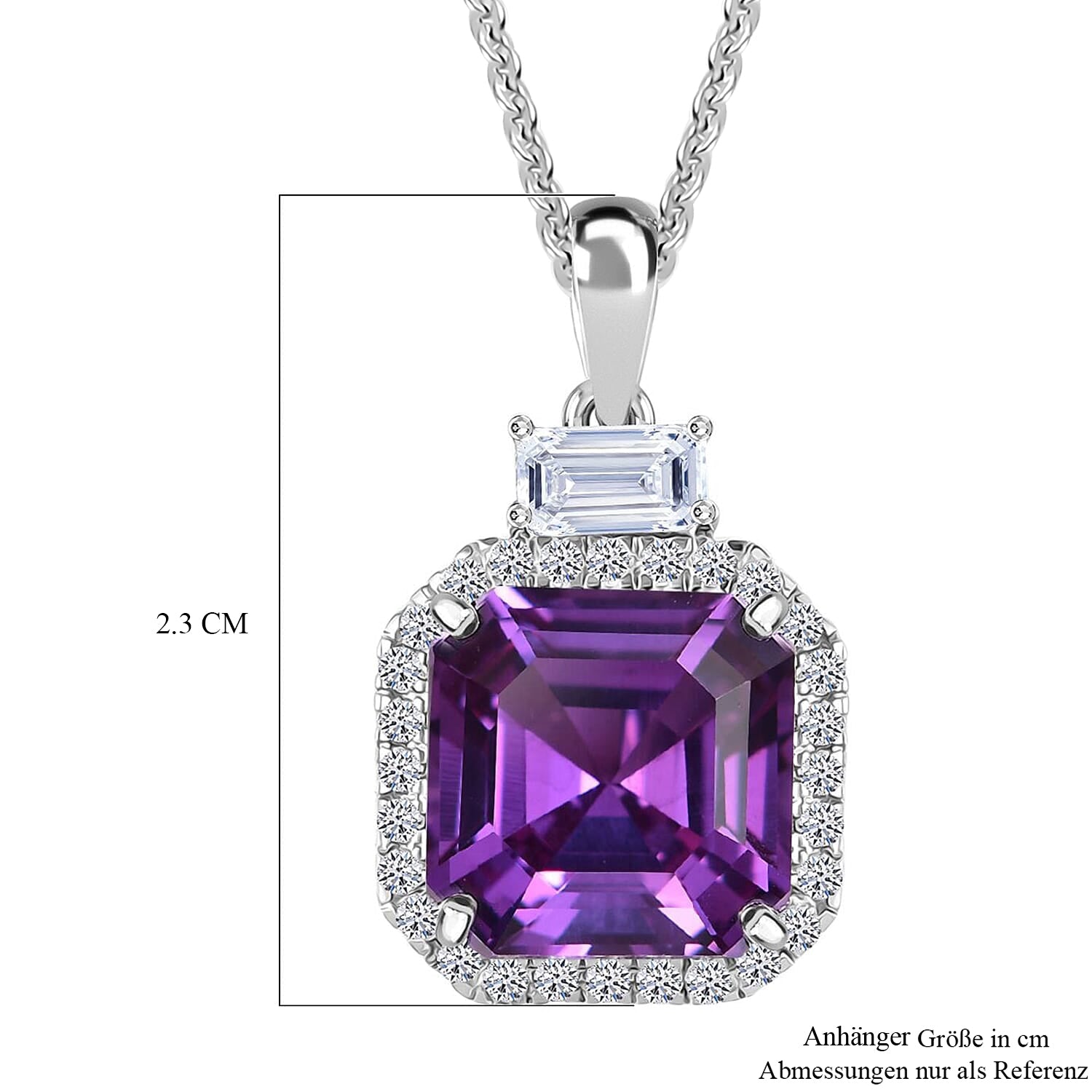 AAA Lab Grown Lila Saphir, Lab Grown Diamant AGI zertifiziert Schmuckset ca. 45 cm 417 Gold, 417 Gold Weißgold Vergoldet ca. 6.03 ct