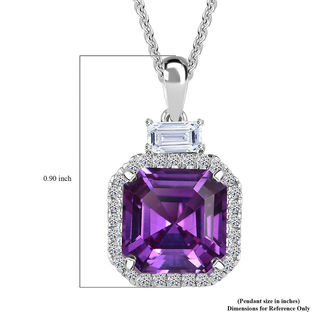 AAA Lab Grown Lila Saphir, Lab Grown Diamant AGI zertifiziert Schmuckset ca. 45 cm 417 Gold, 417 Gold Weißgold Vergoldet ca. 6.03 ct