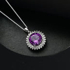 AAA Lab Grown Lila Saphir, Lab Grown Diamant AGI zertifiziert Schmuckset ca. 45 cm 417 Gold, 417 Gold Weißgold Vergoldet ca. 4.48 ct