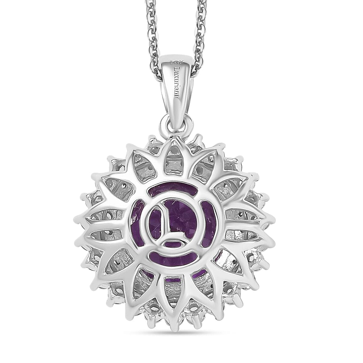 AAA Lab Grown Lila Saphir, Lab Grown Diamant AGI zertifiziert Schmuckset ca. 45 cm 417 Gold, 417 Gold Weißgold Vergoldet ca. 4.48 ct