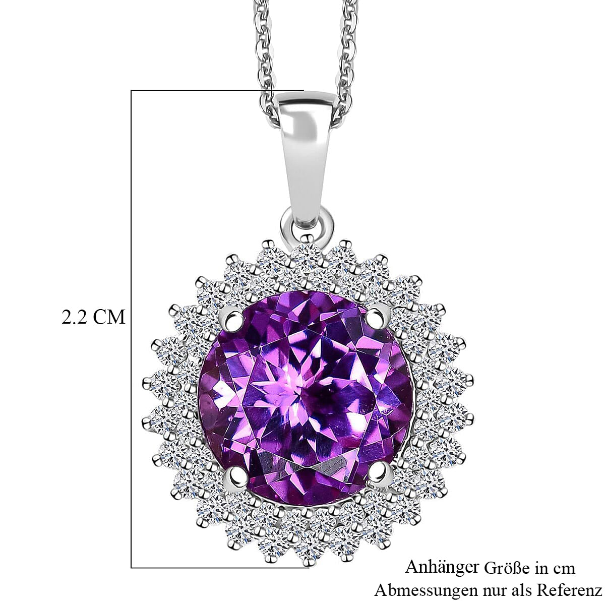AAA Lab Grown Lila Saphir, Lab Grown Diamant AGI zertifiziert Schmuckset ca. 45 cm 417 Gold, 417 Gold Weißgold Vergoldet ca. 4.48 ct