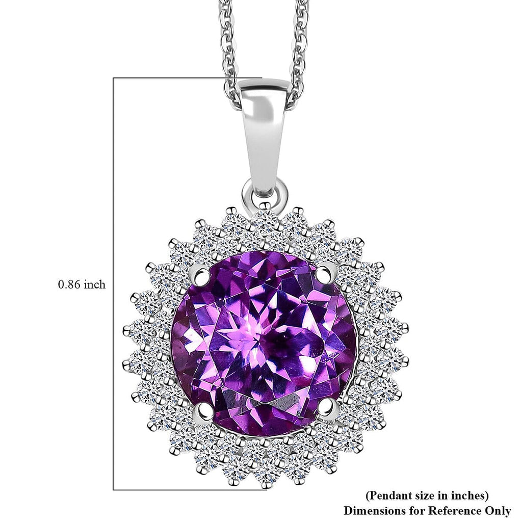 AAA Lab Grown Lila Saphir, Lab Grown Diamant AGI zertifiziert Schmuckset ca. 45 cm 417 Gold, 417 Gold Weißgold Vergoldet ca. 4.48 ct