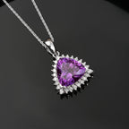 AAA Lab Grown Lila Saphir, Lab Grown Diamant AGI zertifiziert Schmuckset 417 Gold, 417 Gold Weißgold Vergoldet ca. 3.87 ct