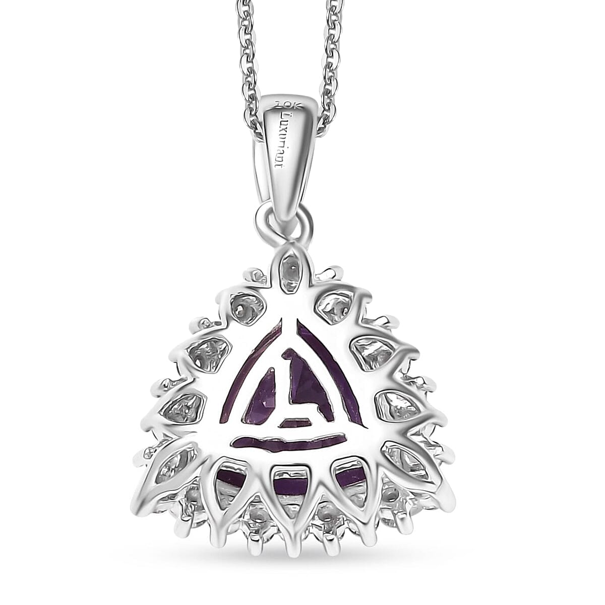 AAA Lab Grown Lila Saphir, Lab Grown Diamant AGI zertifiziert Schmuckset 417 Gold, 417 Gold Weißgold Vergoldet ca. 3.87 ct