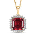 AAA Lab Grown Padparadscha-Saphir, Lab Grown Diamant Schmuckset ca. 45 cm, AGI zertifiziert, 417 Gelb Gold ca. 6,51 ct. (3-9 Werktage Lieferzeit)