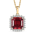 AAA Lab Grown Padparadscha-Saphir, Lab Grown Diamant Schmuckset ca. 45 cm, AGI zertifiziert, 417 Gelb Gold ca. 6,51 ct. (3-9 Werktage Lieferzeit)