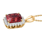 AAA Lab Grown Padparadscha-Saphir, Lab Grown Diamant Schmuckset ca. 45 cm, AGI zertifiziert, 417 Gelb Gold ca. 6,51 ct. (3-9 Werktage Lieferzeit)