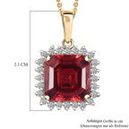 AAA Lab Grown Padparadscha-Saphir, Lab Grown Diamant Schmuckset ca. 45 cm, AGI zertifiziert, 417 Gelb Gold ca. 6,51 ct. (3-9 Werktage Lieferzeit)