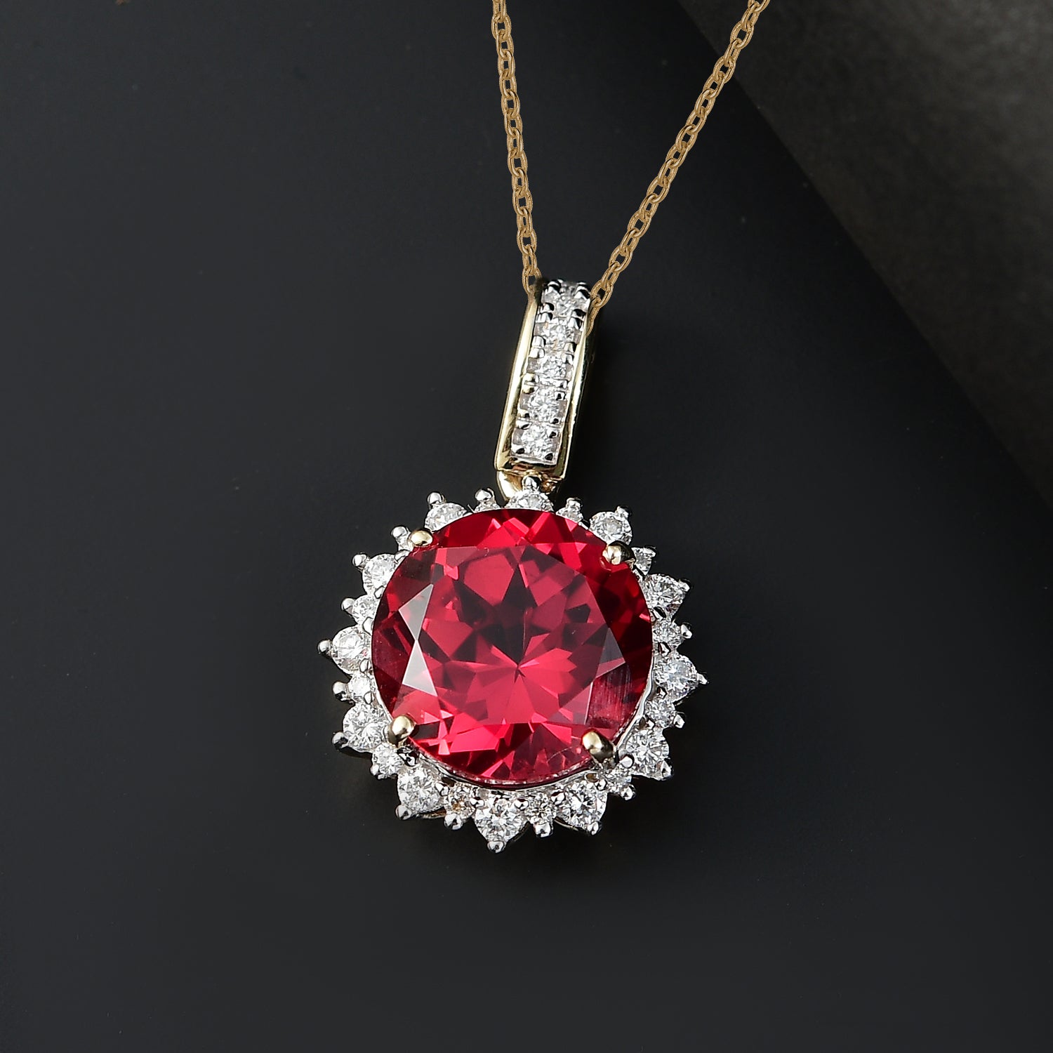 AAA Lab Grown Padparadscha Saphir, Lab Grown Diamant Schmuckset 417 Gold, 417 Gold Gelbes Gold ca. 4.27 ct