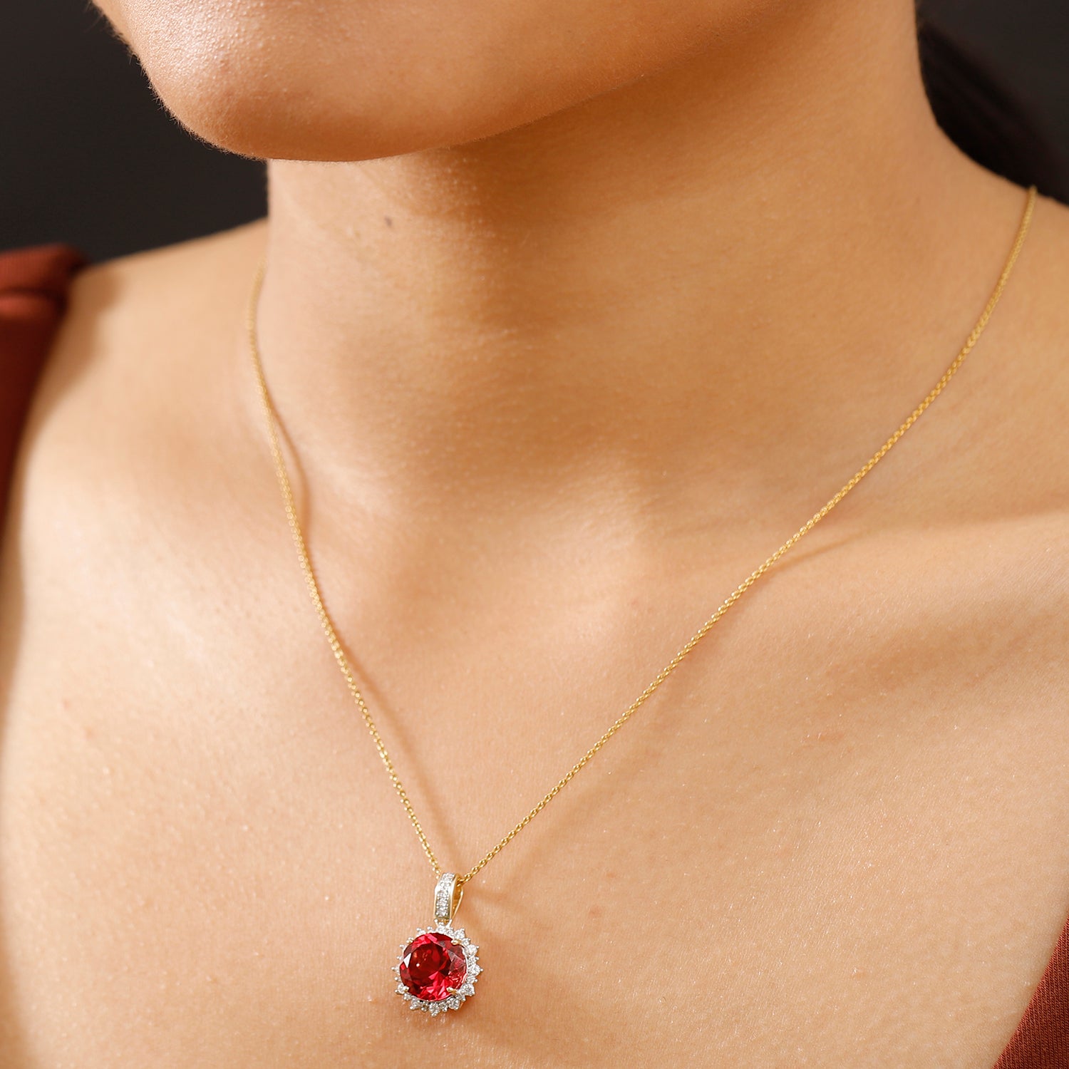 AAA Lab Grown Padparadscha Saphir, Lab Grown Diamant Schmuckset 417 Gold, 417 Gold Gelbes Gold ca. 4.27 ct