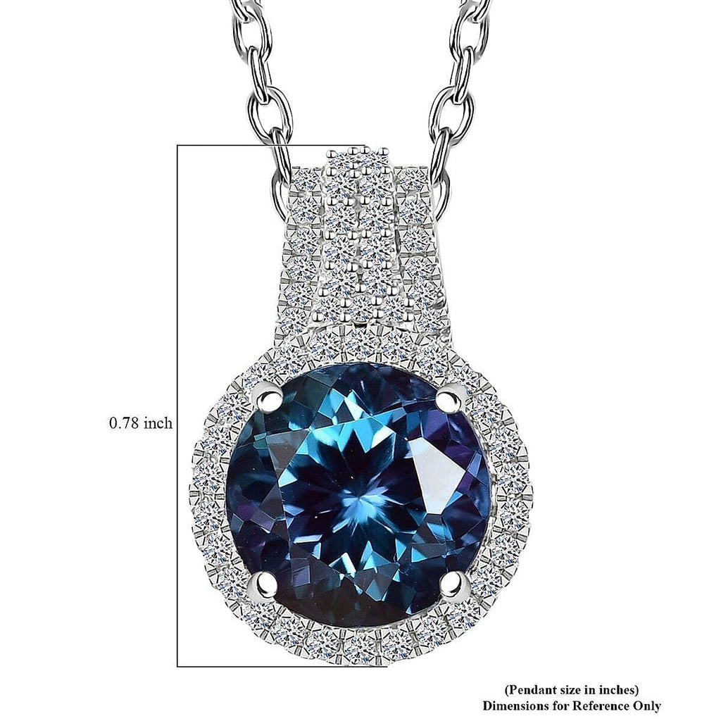 AAA Lab Grown Alexandrite, Lab Grown Diamant Schmuckset 417 Gold, 417 Gold Weißgold Vergoldet ca. 5.35 ct
