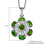 Natürlicher Chromdiopsid Anhänger mit Kette ca. 50 cm, 925 Silber rhodiniert ca. 2.82 ct