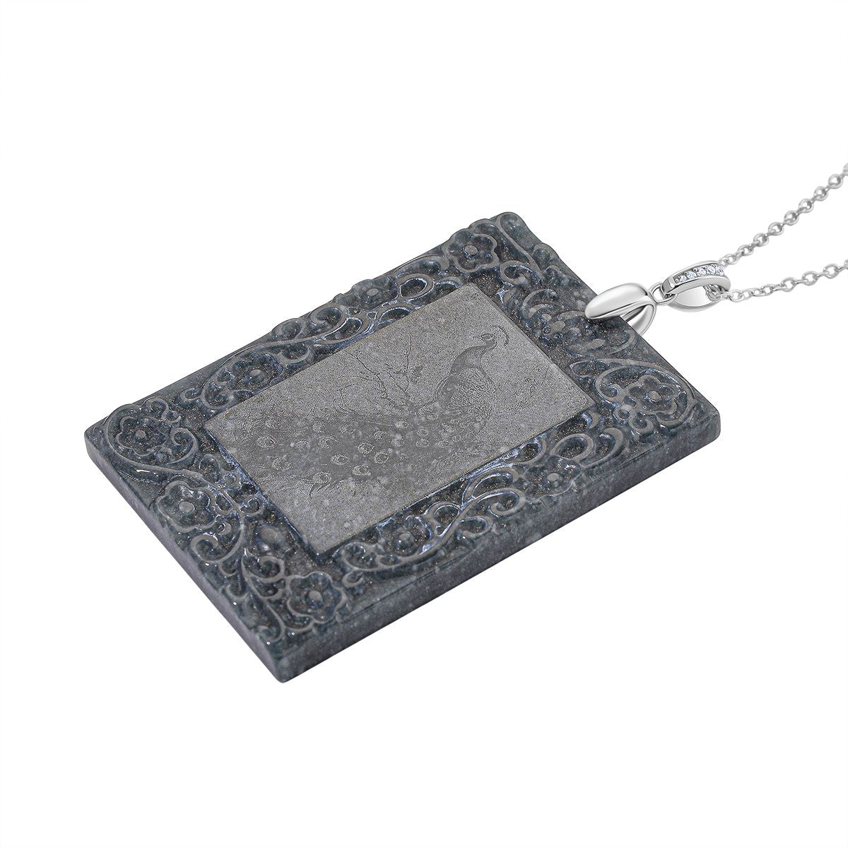 Natürlicher Olmek Jade Anhänger mit Kette ca. 50 cm, 925 Silber rhodiniert