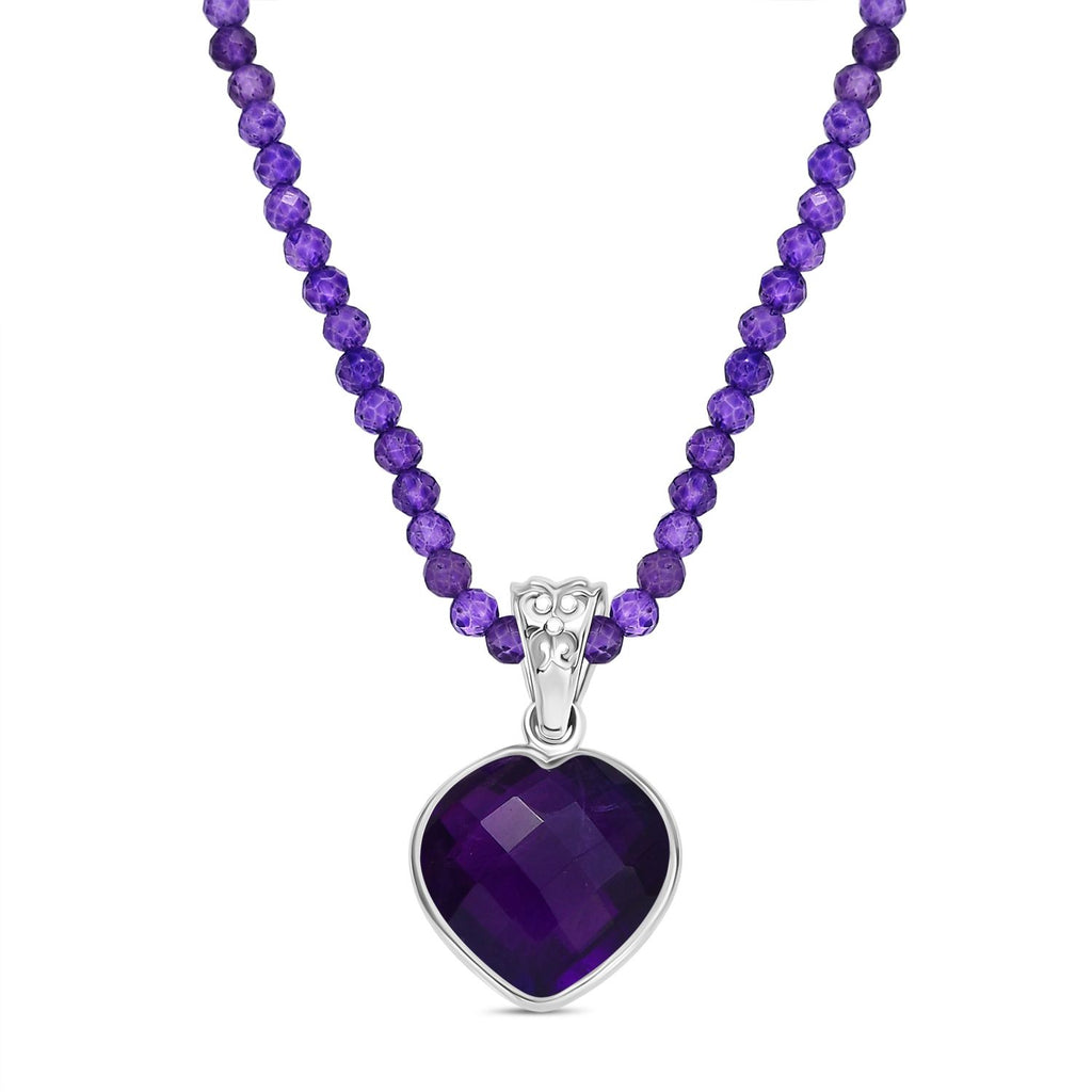 D'joy Afrikanischer Amethyst Anhänger mit Kette ca. 45 cm + 5 cm Extender, 925 Silber rhodiniert ca. 40.92 ct