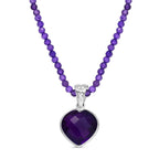 D'joy Afrikanischer Amethyst Anhänger mit Kette ca. 45 cm + 5 cm Extender, 925 Silber rhodiniert ca. 40.92 ct