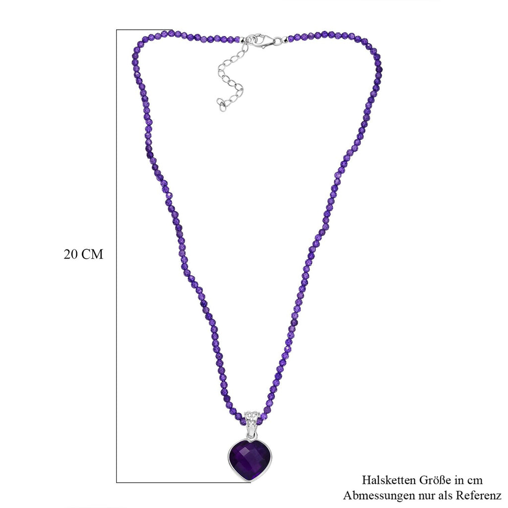 D'joy Afrikanischer Amethyst Anhänger mit Kette ca. 45 cm + 5 cm Extender, 925 Silber rhodiniert ca. 40.92 ct