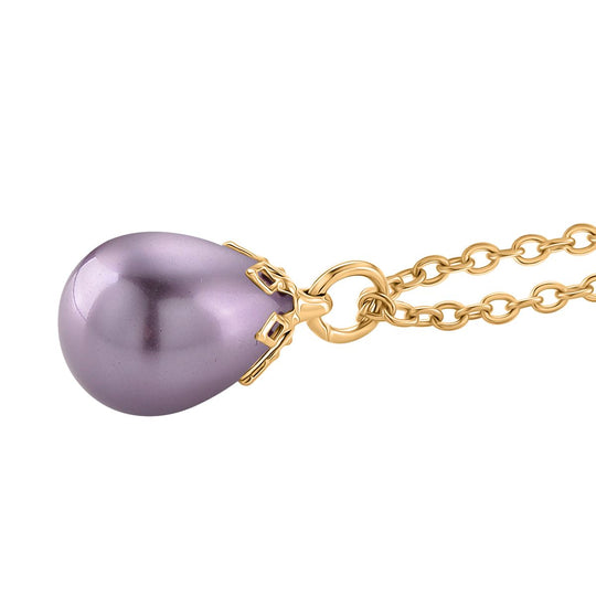 3er Set - Sleeping-Beauty-farbene Muschelkernperle (16X12 mm) Anhänger mit Kette und Ohrringe, Nickelfreies Messing und 316L Edelstahl