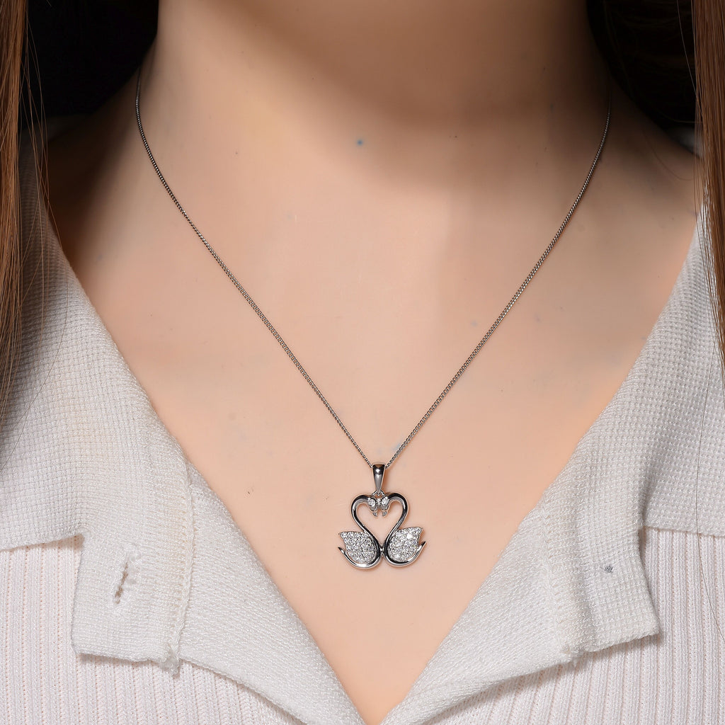 Moissanit Anhänger mit Kette ca. 45 cm, 925 Silber rhodiniert ca. 0.37 ct