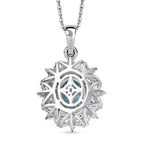 D'Joy Blauer Zirkon, Weißer Zirkon Anhänger mit Kette, ca. 50 cm 925 Silber rhodiniert ca. 4.03 ct