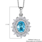 D'Joy Blauer Zirkon, Weißer Zirkon Anhänger mit Kette, ca. 50 cm 925 Silber rhodiniert ca. 4.03 ct