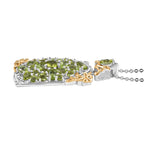D'joy Natürlicher Peridot Anhänger mit Kette ca. 50 cm, 925 Silber Rhodiniert und 750 Gelbgold Vermeil ca. 5.29 ct