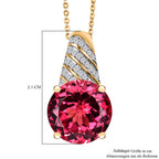 D joy Lab Created Padparadscha-Saphir, Weißer Zirkon Schmuckset 925 Silber 750 Gelbgold Vermeil ca. 9,21 ct.