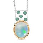 AA Natürlicher, äthiopischer Welo Opal, Smaragd Anhänger mit Kette, ca. 50 cm, 925 Silber rhodiniert ca. 2.89 ct