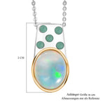 AA Natürlicher, äthiopischer Welo Opal, Smaragd Anhänger mit Kette, ca. 50 cm, 925 Silber rhodiniert ca. 2.89 ct