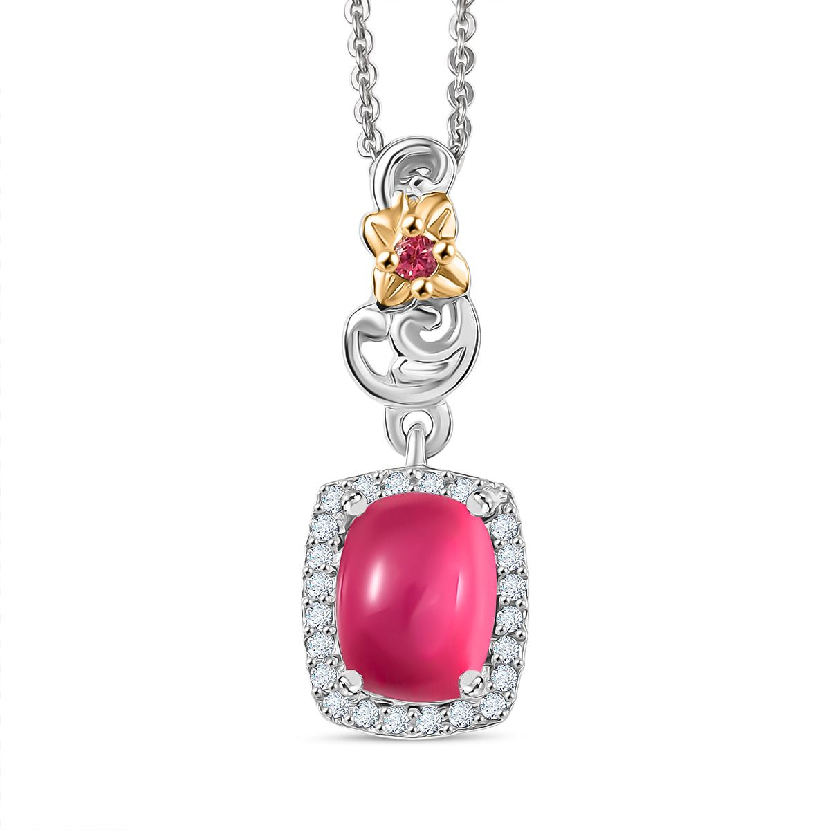 D'Joy Maulbeer Mondstein, Orissa Rose Granat Schmuckset ca. 50 cm 925 Silber rhodiniert, 925 Silber Rhodiniert und 750 Gelbgold Vermeil ca. 2,42 ct.