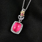 D'Joy Maulbeer Mondstein, Orissa Rose Granat Schmuckset ca. 50 cm 925 Silber rhodiniert, 925 Silber Rhodiniert und 750 Gelbgold Vermeil ca. 2,42 ct.