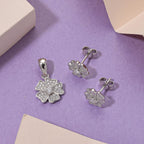 2er Set - Moissanit Anhänger und Ohrringe, 925 Silber rhodiniert ca. 0.58 ct
