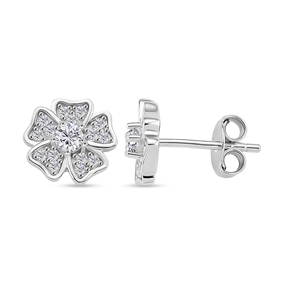 2er Set - Moissanit Anhänger und Ohrringe, 925 Silber rhodiniert ca. 0.58 ct