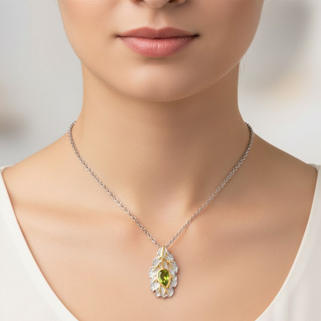 EVER TRUE Peridot Anhänger mit kette ca. 50 cm, Nickelfreies Messing ca. 0.82 ct