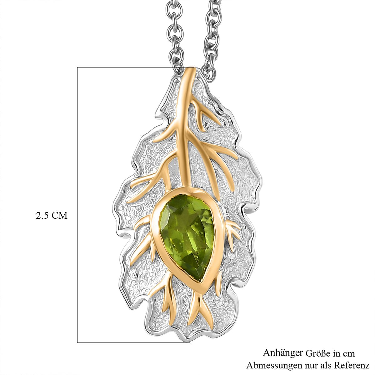 EVER TRUE Peridot Anhänger mit kette ca. 50 cm, Nickelfreies Messing ca. 0.82 ct