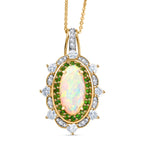 D'Joy AA Natürlicher, äthiopischer Welo Opal, Moissanit Schmuckset ca. 50 cm 925 Silber 750 Gelbgold Vermeil ca. 4.55 ct