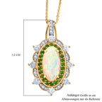 D'Joy AA Natürlicher, äthiopischer Welo Opal, Moissanit Schmuckset ca. 50 cm 925 Silber 750 Gelbgold Vermeil ca. 4.55 ct