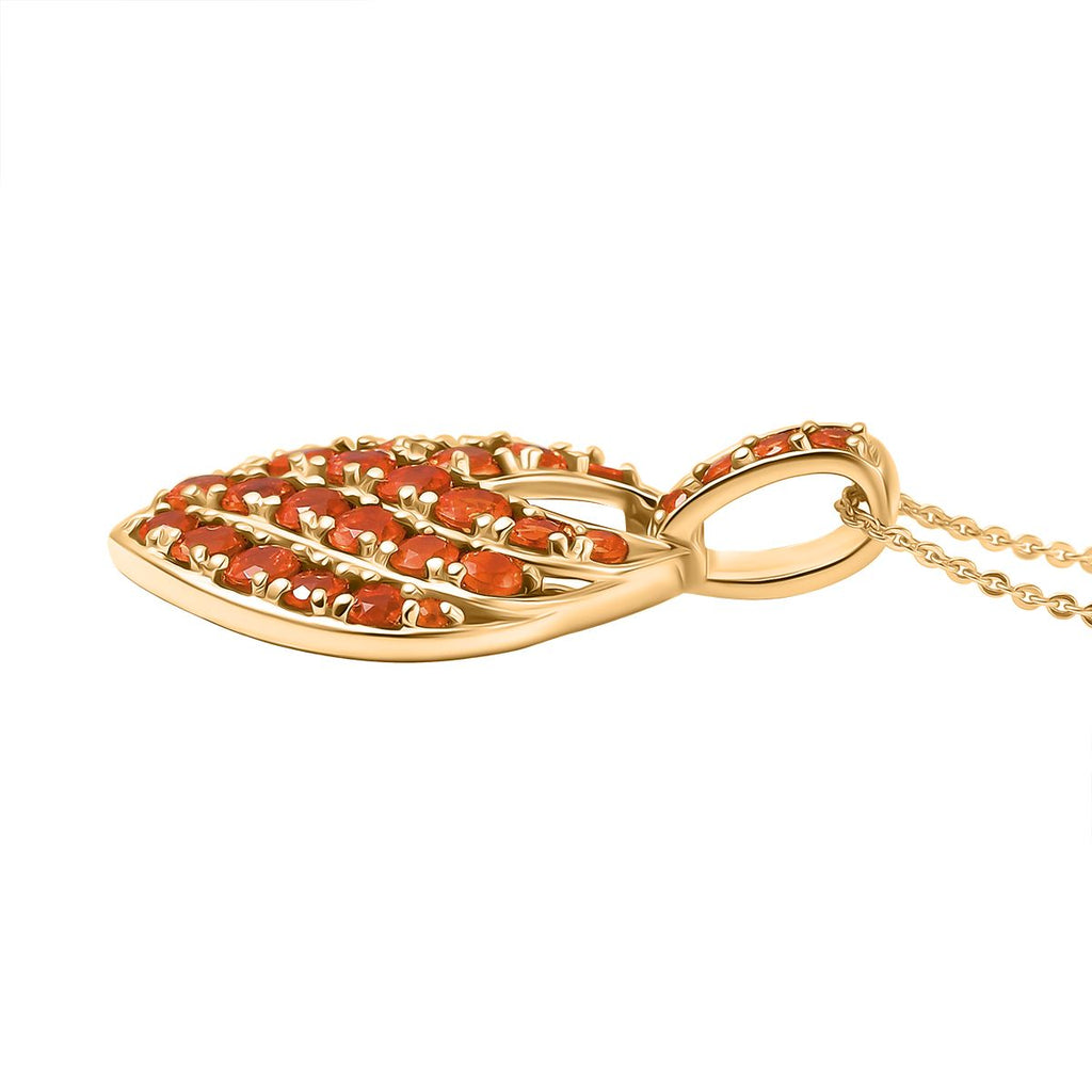 D'Joy AAA Blaze Feueropal Schmuckset ca. 50 cm 925 Silber 750 Gelbgold Vermeil ca. 2,12 ct.