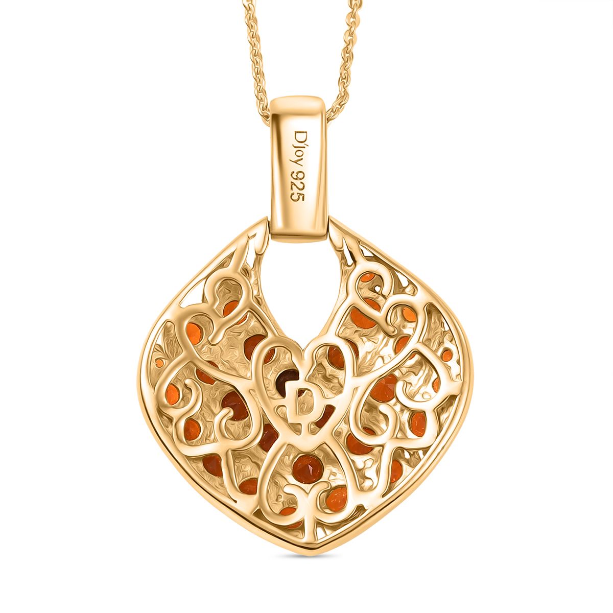 D'Joy AAA Blaze Feueropal Schmuckset ca. 50 cm 925 Silber 750 Gelbgold Vermeil ca. 2,12 ct.