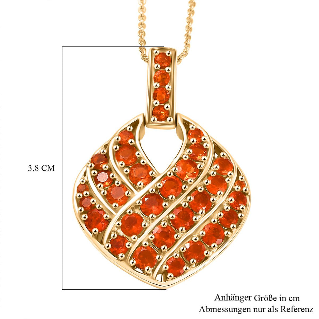 D'Joy AAA Blaze Feueropal Schmuckset ca. 50 cm 925 Silber 750 Gelbgold Vermeil ca. 2,12 ct.