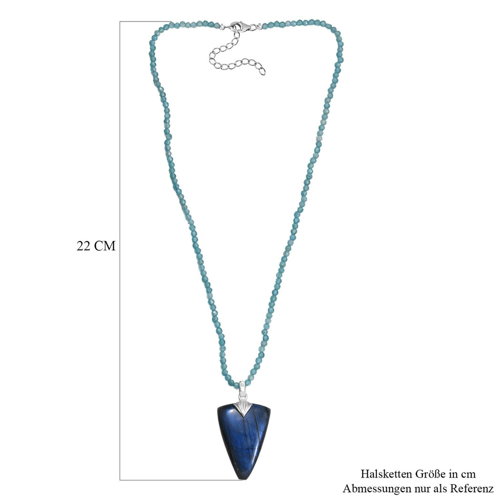 D'Joy AAA Labradorit, Apatit Schmuckset ca. 45 cm 925 Silber rhodiniert ca. 79,24 ct.